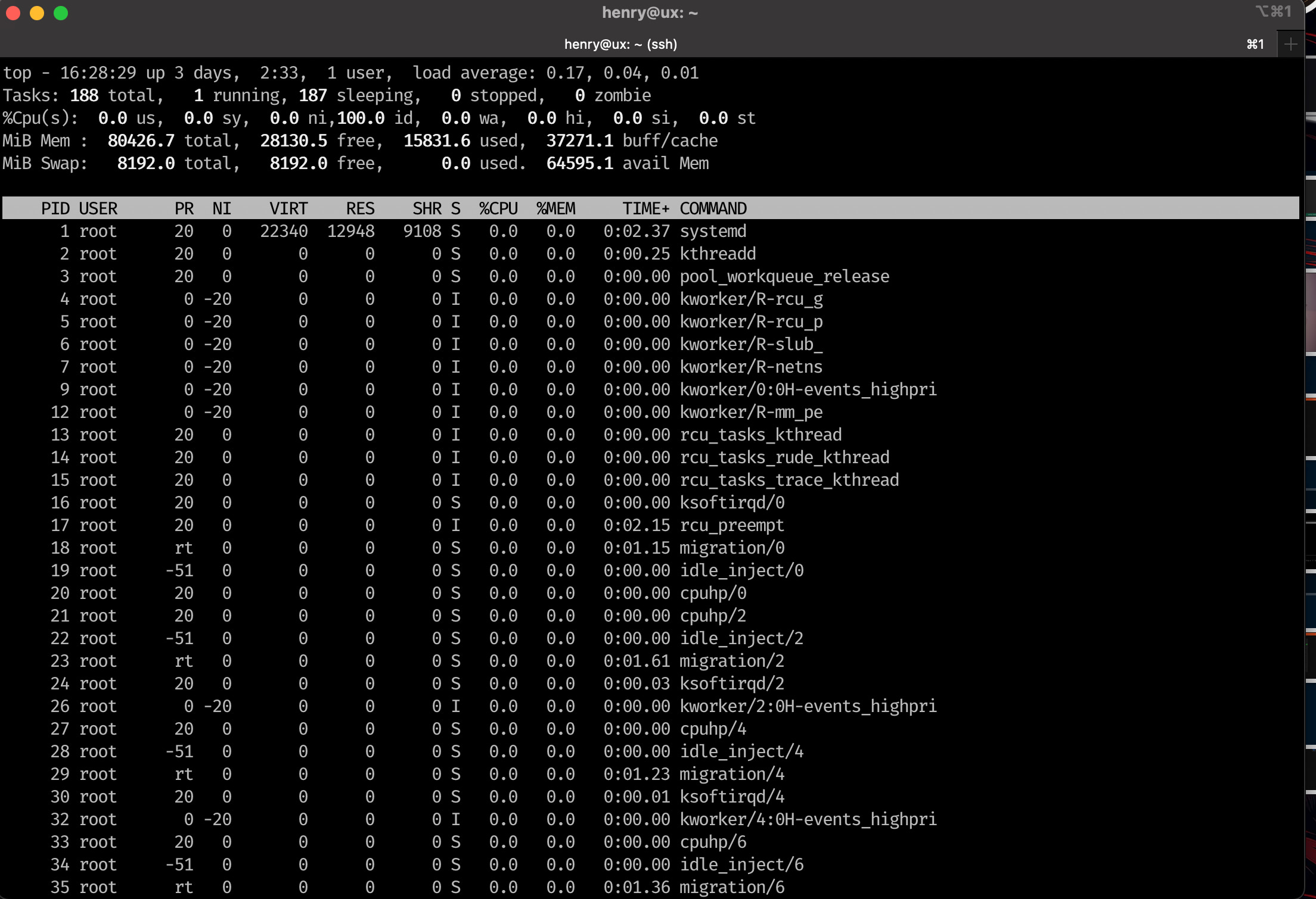 Kuvakaappaus Mac OS päätteen läpi, äskeiseen ubuntu serveriin.